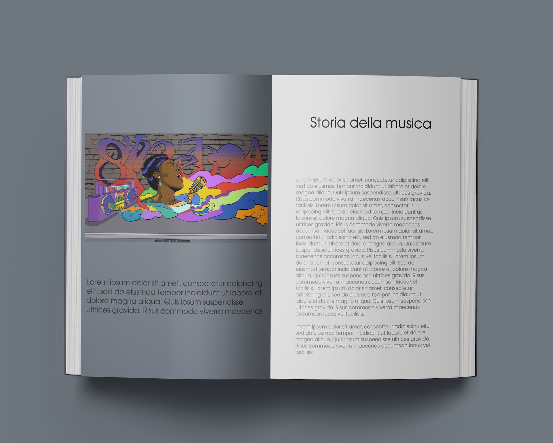 illustrazione editoriale per la storia della musica americana pop