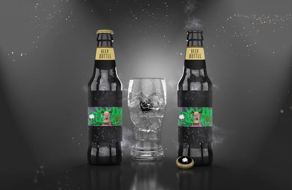Illustrazioni vettoriali per le etichette del birrificio Monte Malto. Un vichingo che fuma della canapa, base di lavorazione usata per la birra. Stile grottesco