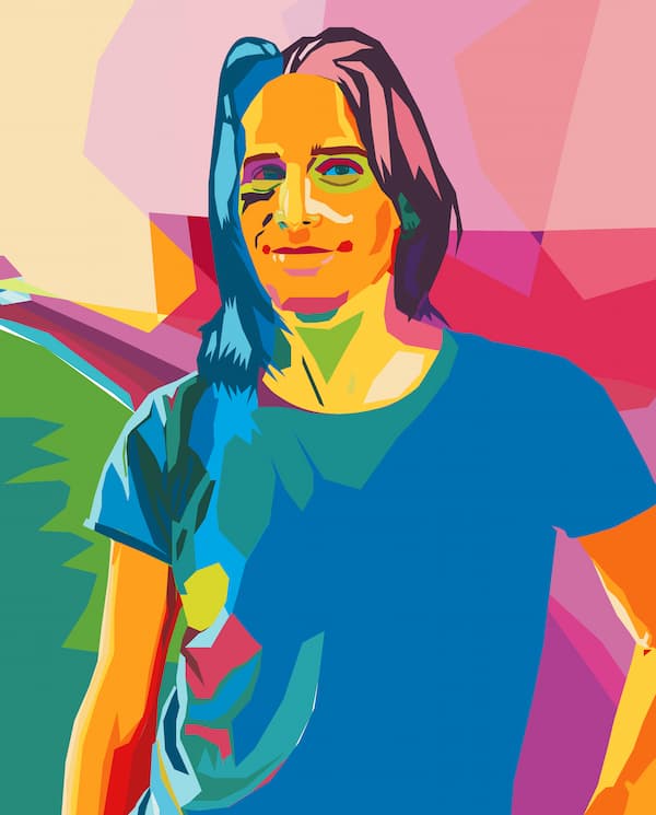 Ritratto in stile wpap, illustrazione digitale